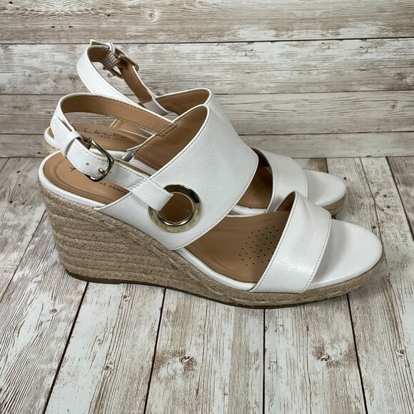 Abella True Comfort Women's 9 M Taya Wedge Sandal Shoe Adjustable White NIB NEW - Picture 4 of 11